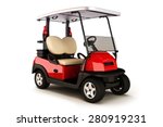 Red Colored Golf Cart On A...