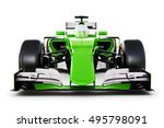 Front View Of A Green Race Car...