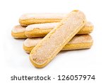 Italian savoiardi cookies in r white background
