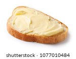 bread with butter isolated on white background, selective focus