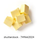 Pieces of butter isolated on...