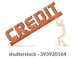 Small photo of Heavy backbreaking loan. Conceptual image with a wooden puppet