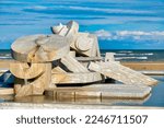 Small photo of Pescara, Italy - 11 23 2022: "La nave" (the boat) by italian sculptor Pietro Cascella