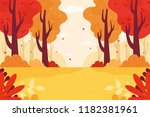 Autumn Forest Background. Flat...