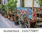 Small photo of Palermo, Italy - May 8, 2019: Traditional Sicilian wooden cart in Palermo, capital of Sicily Island
