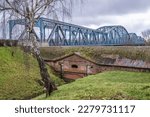 Jozef Pilsudski Bridge over River Vistula in Torun city in north central Poland