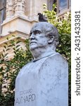 Small photo of Lyon, France - August 5, 2011: Edouard Aynard monument in front of Palais de la Bourse in Lyon city