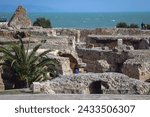 Small photo of Tunis, Tunisia - October 18, 2006: Ruins of Baths of Antoninus in Carthage Archeological Site in suburbs of Tunis