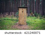 Outhouse in forest, Dziemiany commune of Cassubia region in Poland