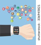 hand with smart watch interface ... | Shutterstock .eps vector #336945821