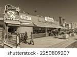 Small photo of BROOKLYN, NEW YORK - OCTOBER 20, 2015 : The Nathan's original restaurant at Coney Island, New York. The original Nathan s still exists on the same site that it did in 1916
