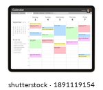 Calendar app sample interface design on tablet computer