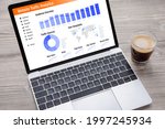 Website traffic analytics data on laptop computer
