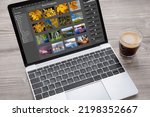 Digital photo files library on laptop computer