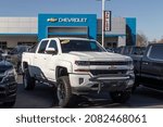 Small photo of Noblesville - Circa November 2021: Used Chevy Silverado on display. With current supply issues, Chevrolet is relying on Certified pre-owned car sales while waiting for parts.