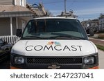Small photo of Richmond - Circa April 2022: Xfinity branded Comcast vehicle. Comcast owns NBCUniversal, Xfinity Internet and DreamWorks Animation.