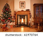 Christmas Tree By The Fire Place Free Stock Photo - Public Domain Pictures