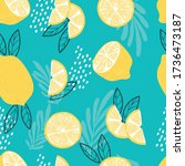 fruit seamless pattern  lemons... | Shutterstock .eps vector #1736473187