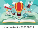 imagination concept   open book ... | Shutterstock .eps vector #213950314