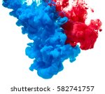 Blue and red ink splash isolated on white background