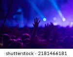 Small photo of crowd partying stage lights live concert summer music festival