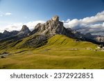 View of Ra Gusela Peak of Nuvolau group in the Italian Dolomites Mountain at Giau Pass, South Tyrol Italy.