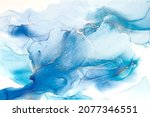 cyan blue liquid watercolor... | Shutterstock .eps vector #2077346551