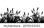 Silhouette Marsh Reeds  Cattail ...