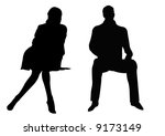 sitting male and female couple | Shutterstock . vector #9173149
