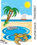 Cartoon Crab In Beach Rock Pool ...