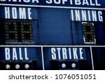 Small photo of Detail of baseball scoreboard score board with ball strike home and innings