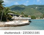 Small photo of The view of Lindbergh Bay shore, resort area in Charlotte Amalie town on St. Thomas island. (U.S.Virgin Islands).