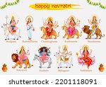 illustration of Goddess Navadurga nine Devi for the celebration of Navratri festival