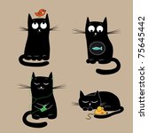 Funny Cats. Vector Illustration