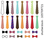 Set Of Vector Ties And Bow Ties