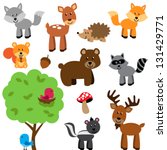 Vector Set Of Cute Woodland And ...