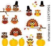 vector set of thanksgiving... | Shutterstock .eps vector #132973901