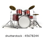 Drum Kit Isolated On White...