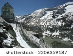 The famous Grossglockner mountain road leads through mountains. Hohe Tauern National Park. Great spring trip to Austria. Snow in May