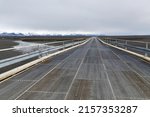 Single-lane bridge in Iceland along the Ring Road with wider spots where cars can pass each other