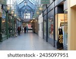 Small photo of The shopping arcade in Bedford, United Kingdom. Very old undercover shopping area