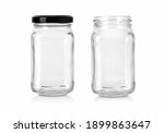 Close empty glass jar for food and canned food with clipping path