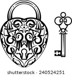 tattoo design of lock ands key | Shutterstock .eps vector #240524251