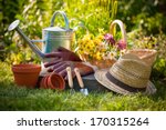 Gardening Tools And A Straw Hat ...