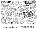 a set of graffiti doodles... | Shutterstock .eps vector #1057083281