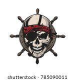 original pirate skull retro... | Shutterstock .eps vector #785090011