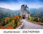 Eltz Castle or Burg Eltz. Medieval castle on the hills above the Moselle River. Rhineland-Palatinate Germany.