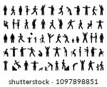 Set people icon, action pictogram black, stick figure human silhouettes, various man postures and movements, vector symbols