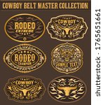 Western Style Cowboy Belt Buckle Label Master Collection Set.