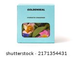 Small photo of Goldenseal Medicinal herbs in a cardboard box. Herbal tea in a gift box